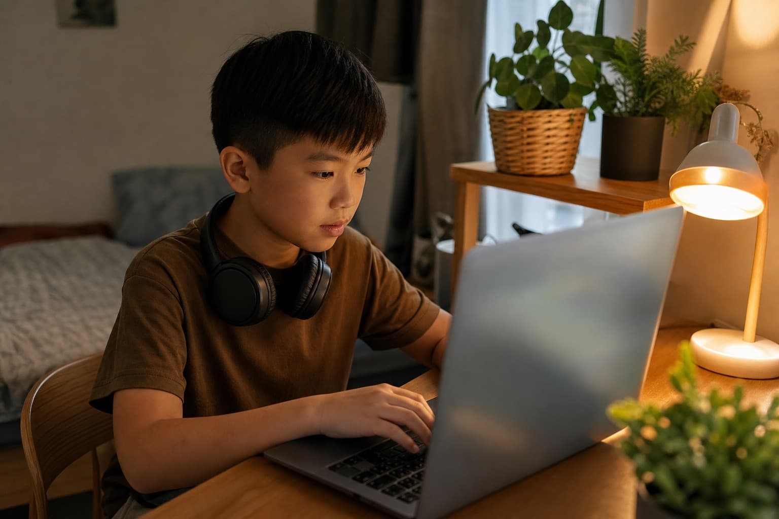 A homeschooled student working through a coding exercise on a laptop